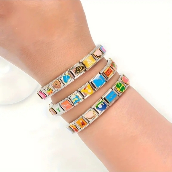 Italian Charm Dangling Moon Stars and Pearls‎ Zircon Gem Italian Charm Bracelet - Picture 3 of 14